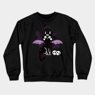 Kawaii Black Cat Skull Soft Grunge Pastel Goth Tattoo Art Crewneck Sweatshirt